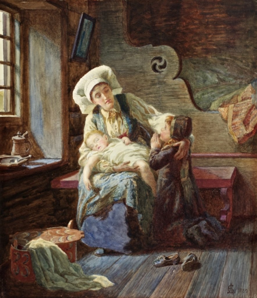 Detail of Evening in a Norwegian Home, 1882 by Catharine Adelaide Sparkes