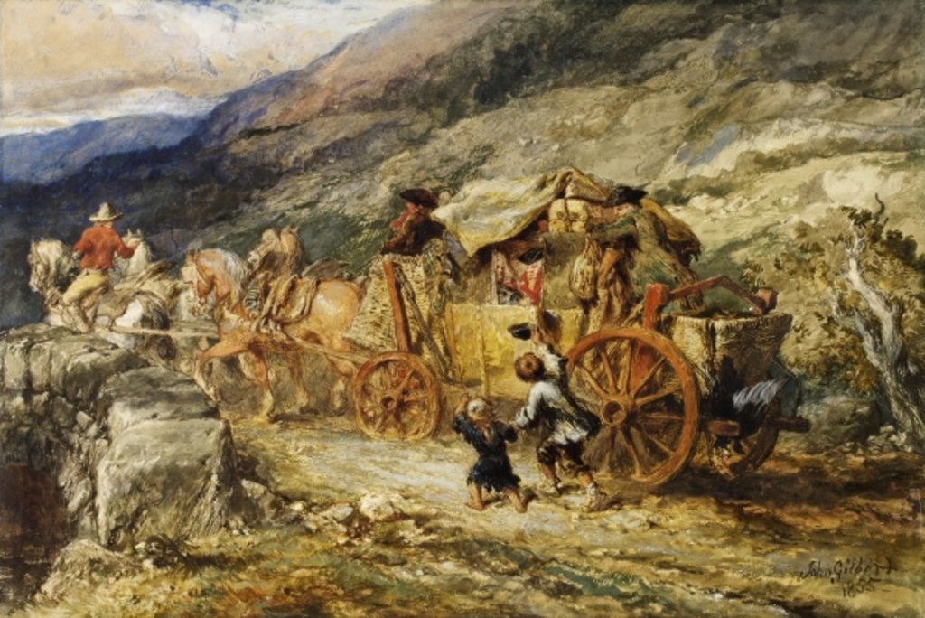 Detail of Stage Coach of the Last Century, 1855 by John Gilbert