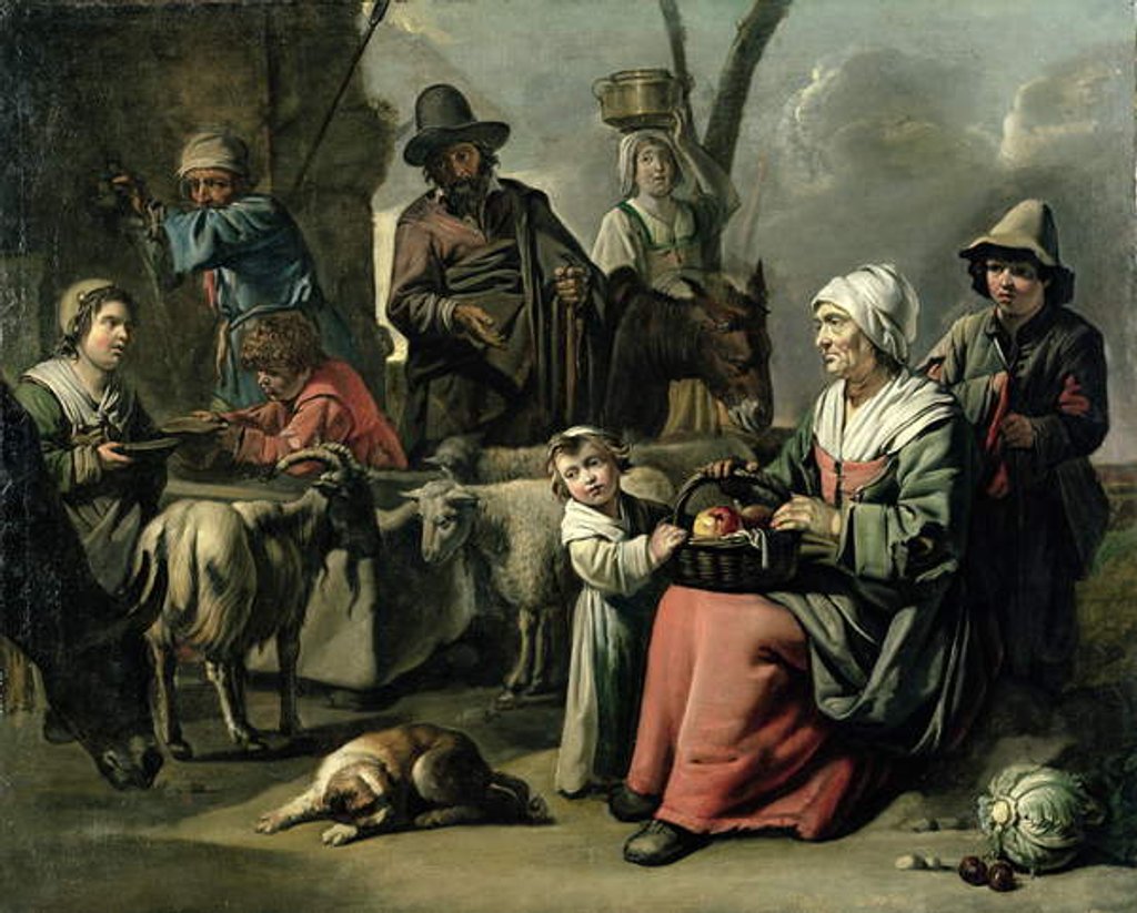 Detail of Peasant Family at a Well by Abraham Willemsens