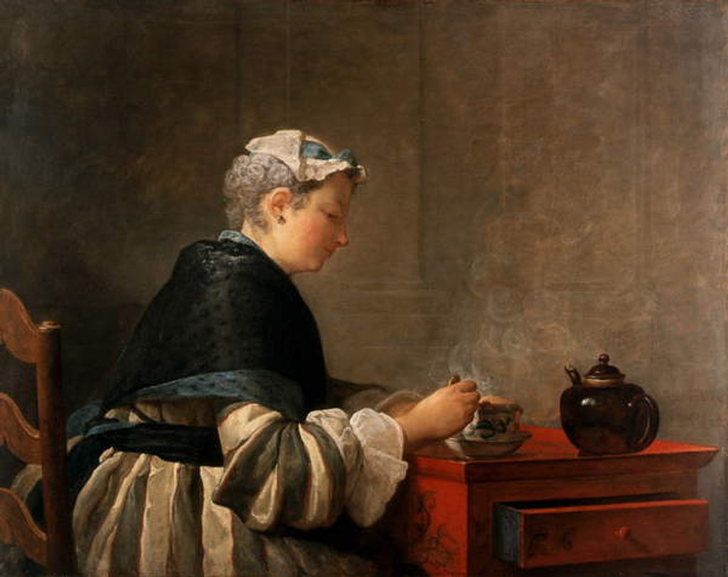 Detail of A Lady Taking Tea, 1735 by Jean-Baptiste Simeon Chardin