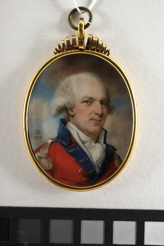 Detail of Unknown Officer of the Royal Welsh Fusilliers, 1790 by John Bogle