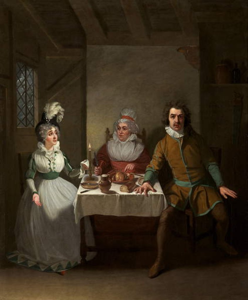 Detail of Mrs Bland, Mrs Booth and John Bannister in ‘The Children in the Wood’ by Morton, Haymarket Theatre, 1793 by Samuel de Wilde