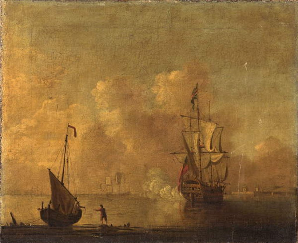 Detail of British Warships at Anchor by Peter Monamy