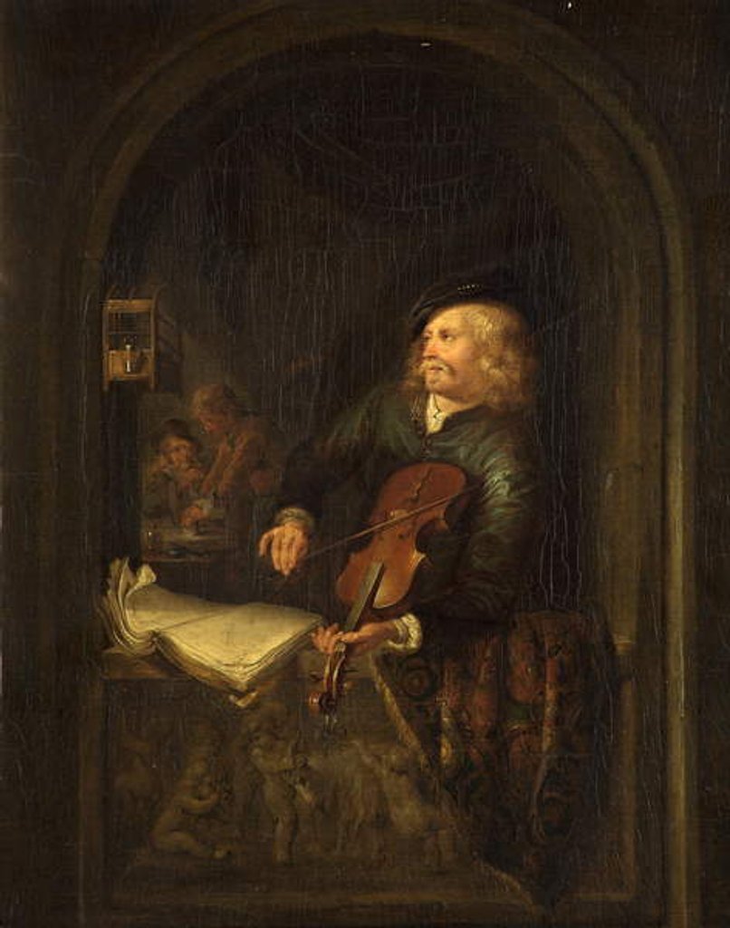 Detail of Man with a Violin by Gerrit or Gerard Dou