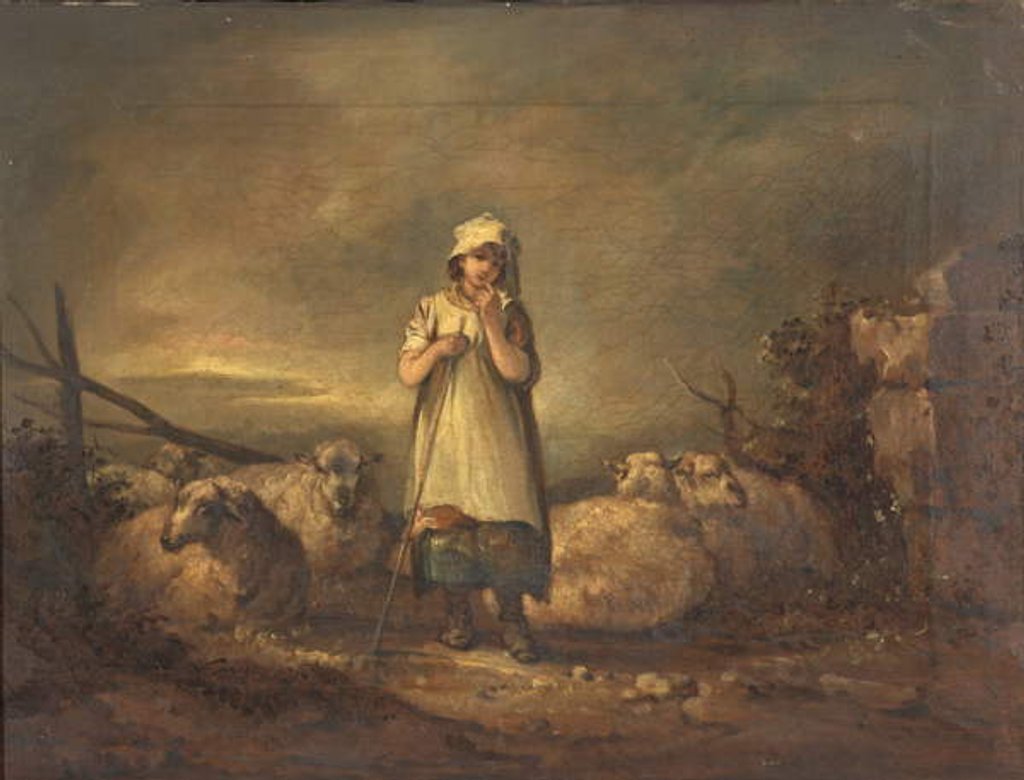 Detail of Gloucestershire Girl keeping Sheep by Thomas Barker