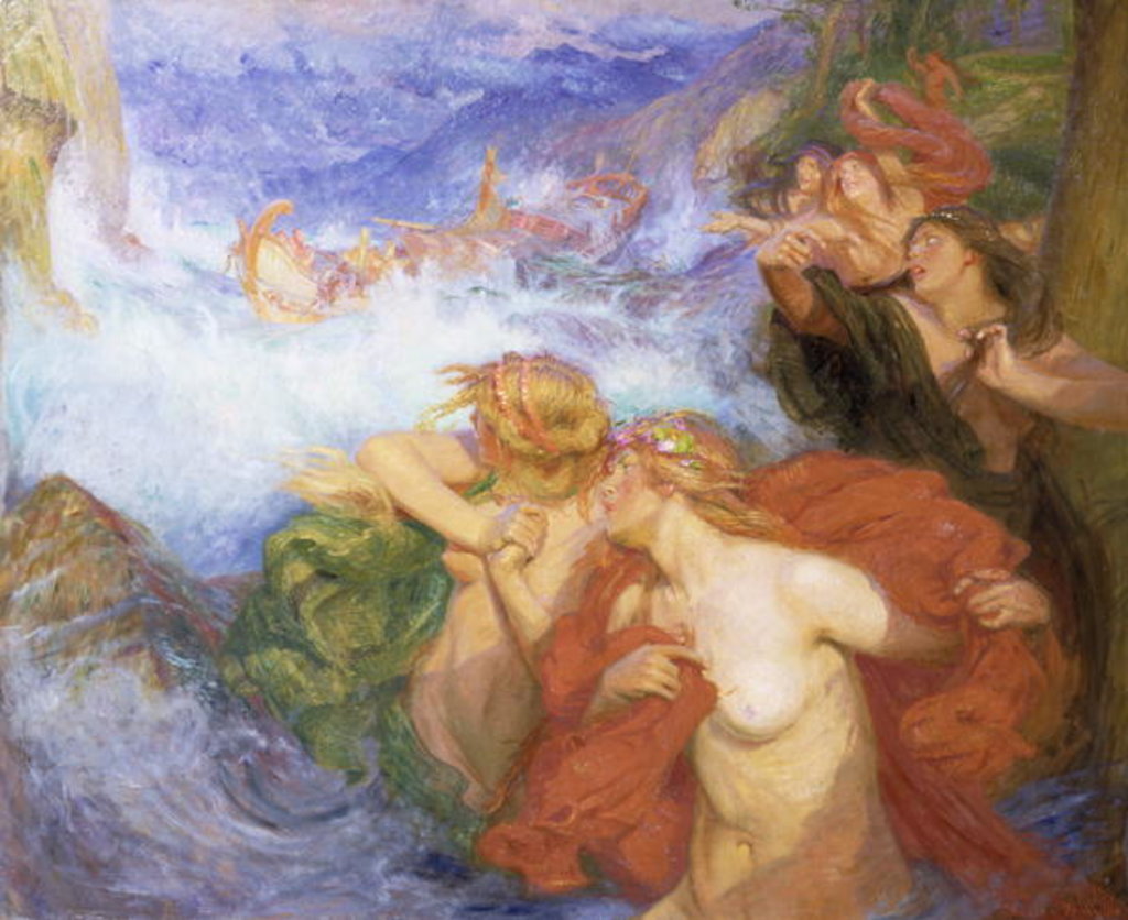 Detail of The Sirens by Charles William Wyllie
