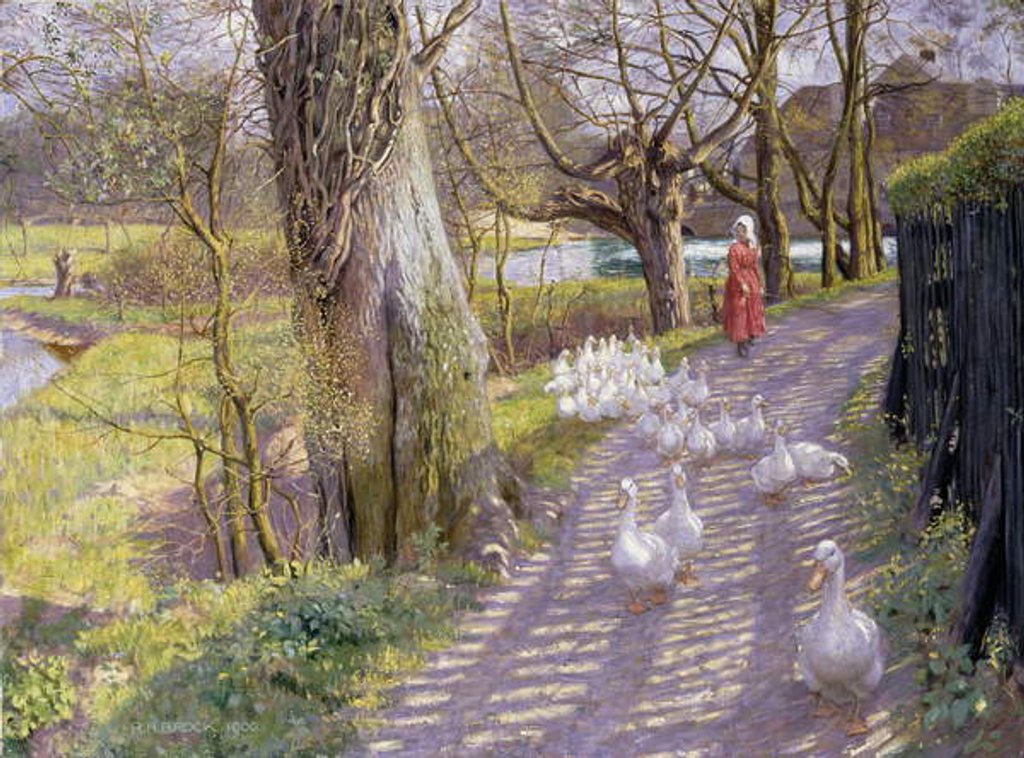 Detail of The Path by the Mill Pond, 1900 by Richard Henry Brock