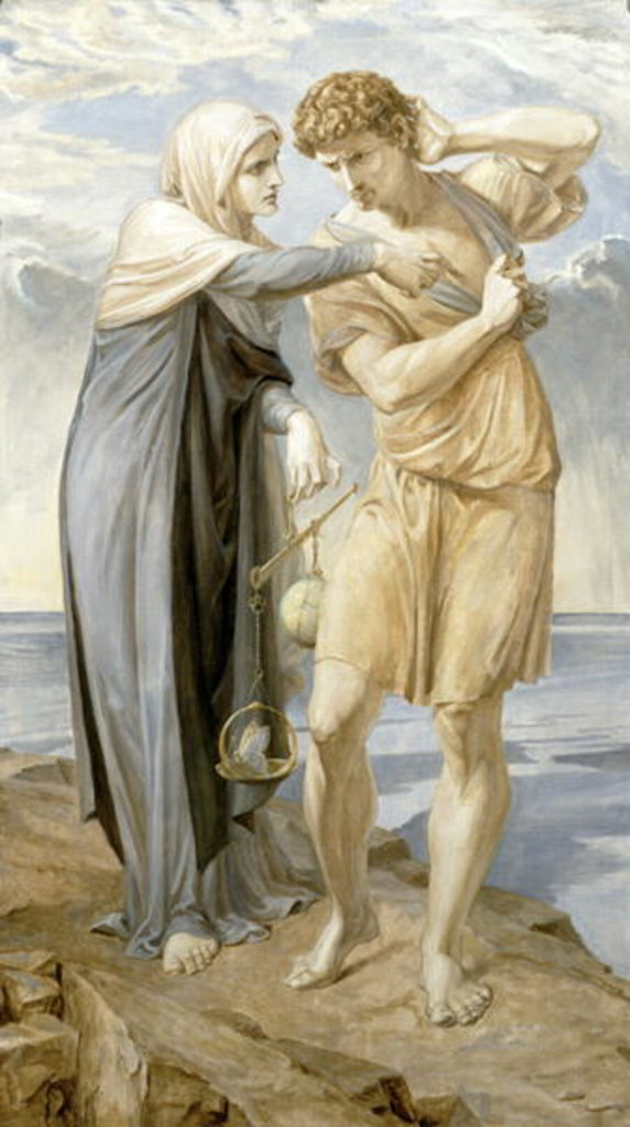 Detail of Man harkens to the Appeal of Conscience, 1910 by Frederic James Shields