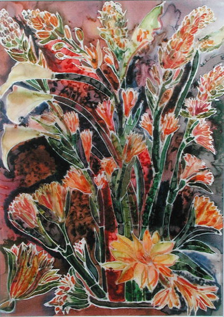 Detail of Calla Lillies with Tuber Roses by Hilary Simon