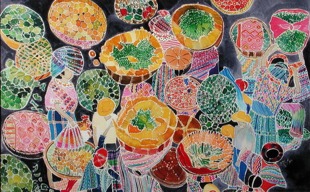 Detail of Baskets at Market by Hilary Simon