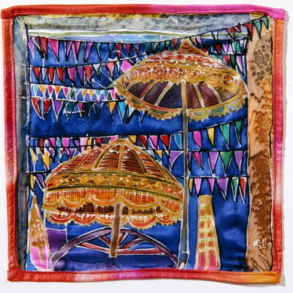 Detail of Balinese parasols, 2005 by Hilary Simon
