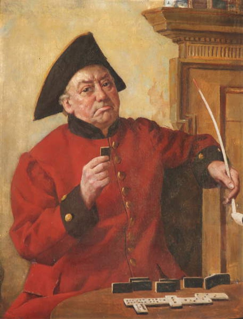 Detail of A Chelsea Pensioner playing dominos by English School