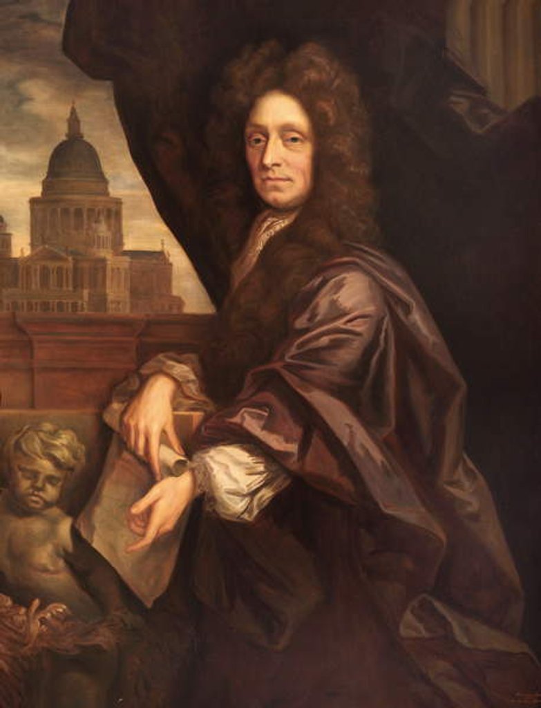 Detail of Sir Christopher Wren by Godfrey Kneller