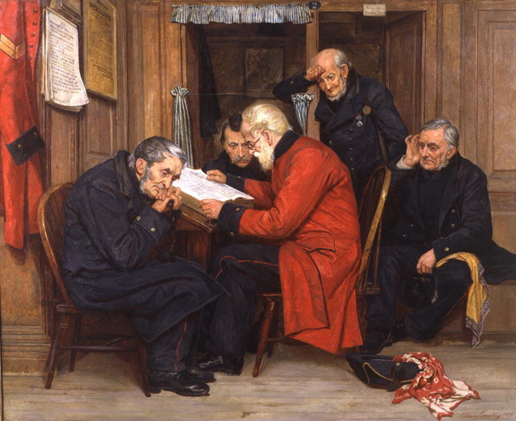 Detail of Chelsea Pensioners in the Long Wards, 1879 by Ellen Conolly