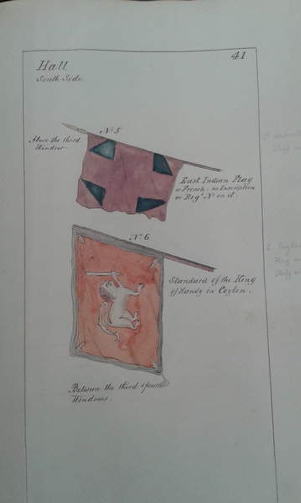 Detail of Drawings of the 'East Indian Flag' and the Standard of the King of Kandy, 1853 by Anonymous