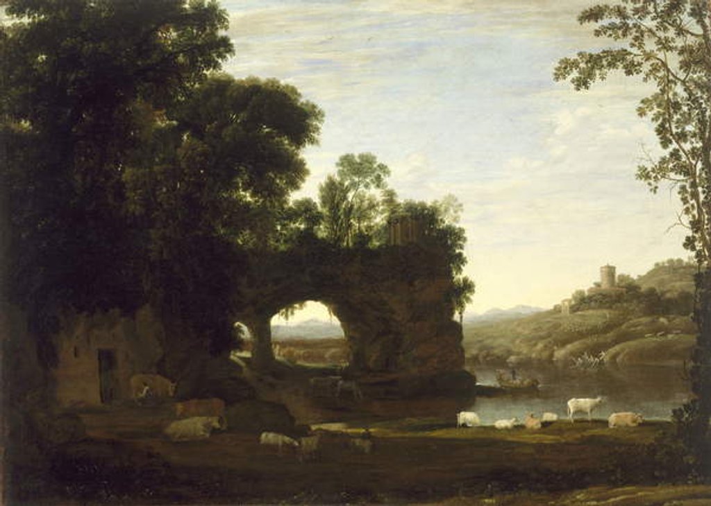 Detail of Landscape with a Rock Arch and River, c.1628-30 by Claude Lorrain (1600-82)