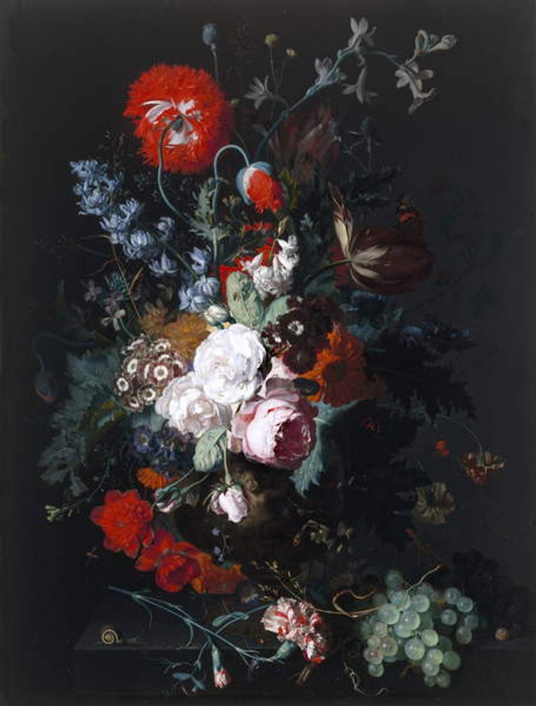Detail of Still Life of Flowers and Fruit, c.1715 by Jan van Huysum
