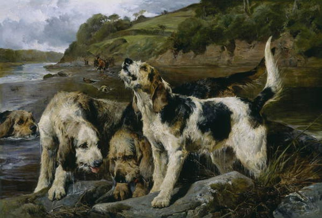 Detail of Otter Hunting, or 'On the Scent', 1881 by John Sargent Noble
