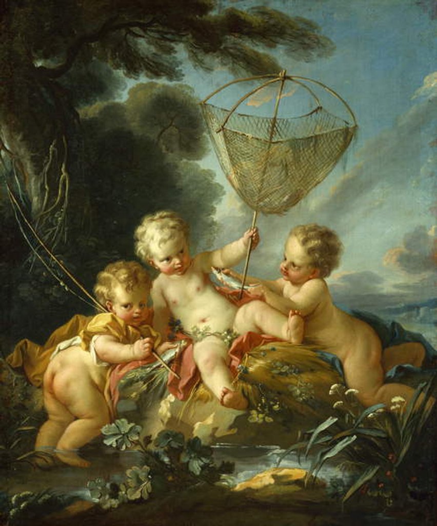 Detail of Putti as Fisherman, c.1744 by Francois Boucher