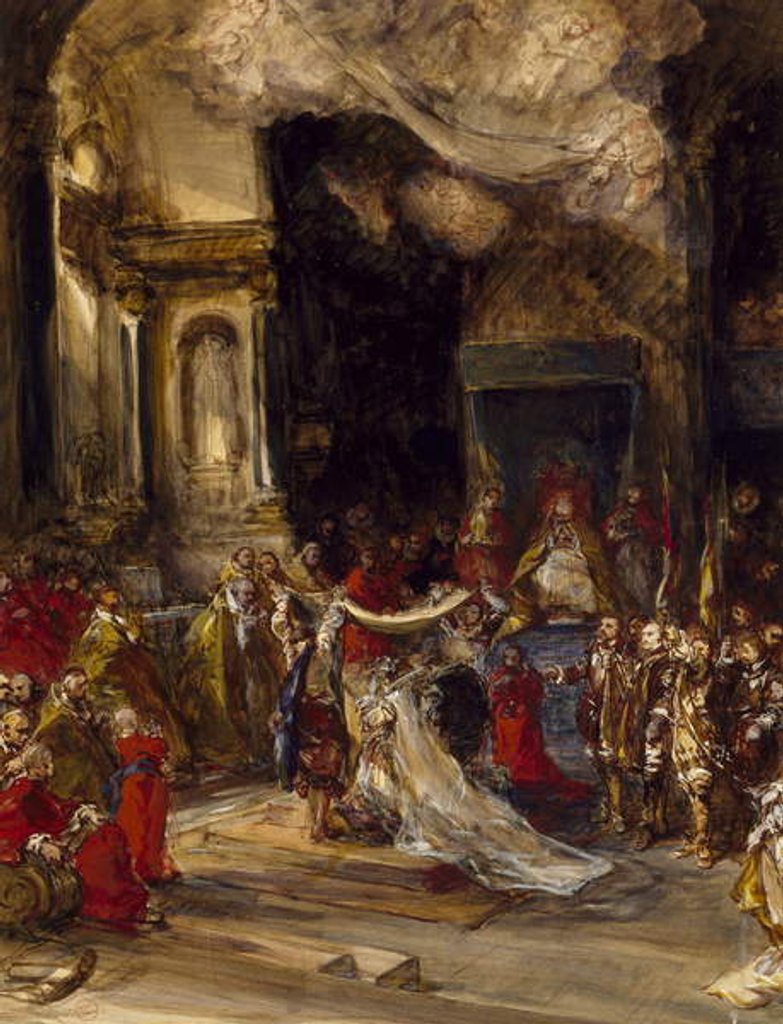 Detail of A Royal Marriage Scene by Louis Eugene Gabriel Isabey