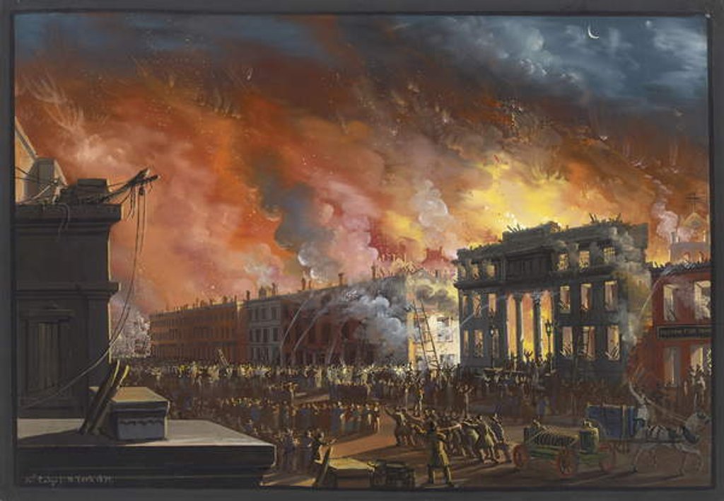 Detail of View of the Great Fire in New York, 1835, 1837 by Nicolino Calyo