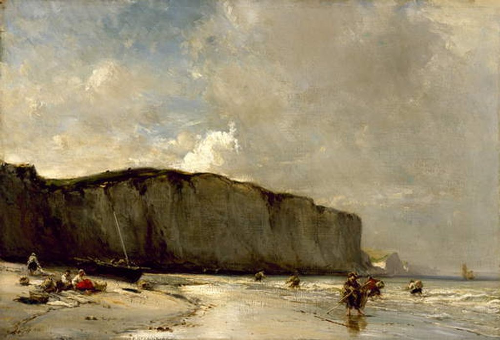 Detail of View Along the Norman Coast, 1852 by Louis Eugene Gabriel Isabey