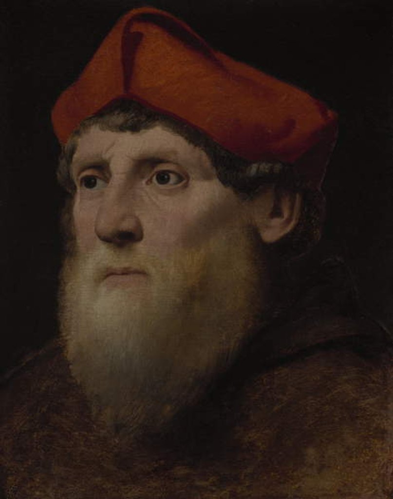 Detail of Portrait of a Bearded Prelate, c.1520-40 by Italian School