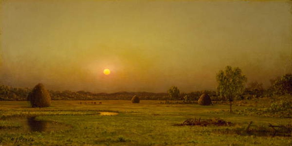 Detail of Marsh Sunset, Newburyport, Massachusetts, c. 1876-1882 by Martin Johnson Heade