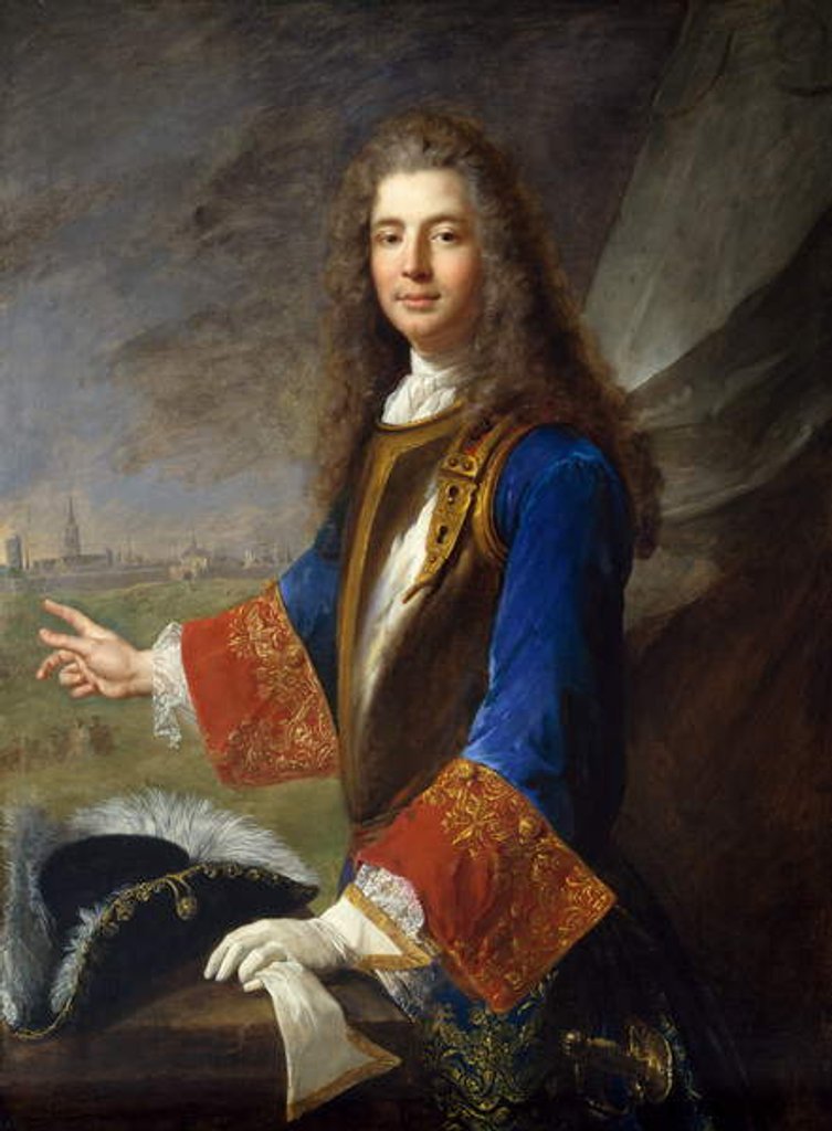 Detail of Charles Francois Marie de Custine, Chevalier de Wiltz, c.1714 by Alexis Simon (attr. to) Belle