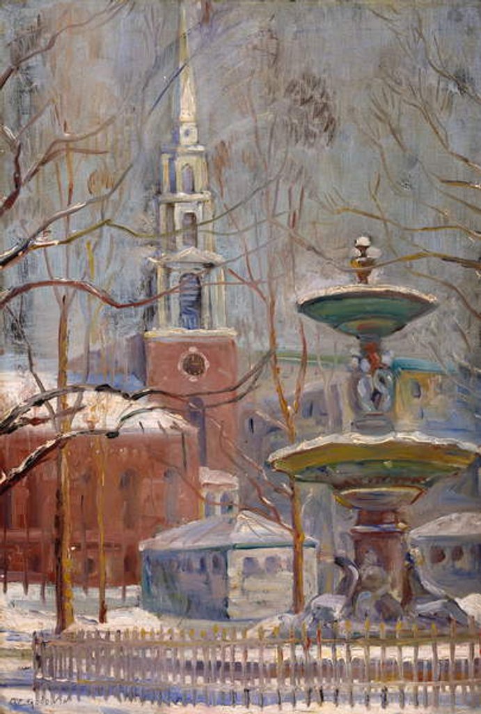 Detail of Park Street at Boston Commons, c.1910-20 by Arthur Clifton Goodwin