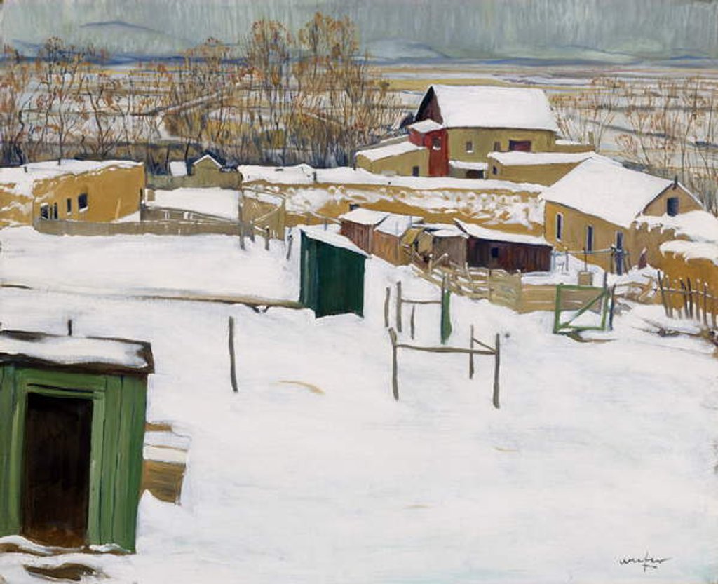 Detail of Taos in the Snow, c.1914-20 by Walter Ufer
