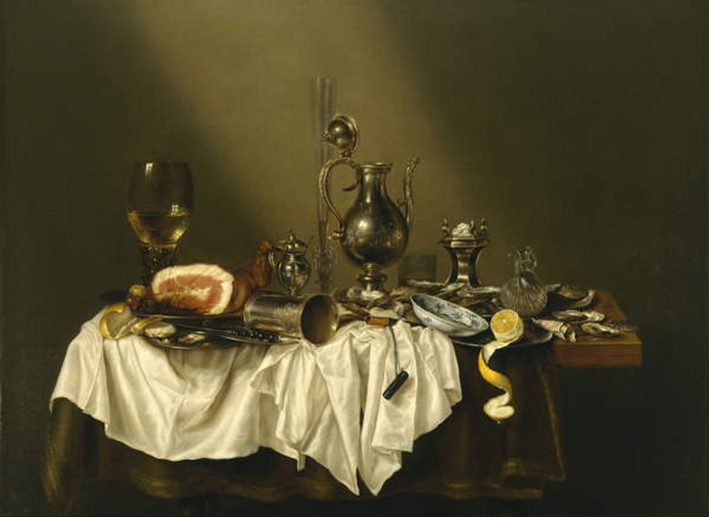 Detail of Banquet Piece with Ham, 1656 by Willem Claesz. Heda