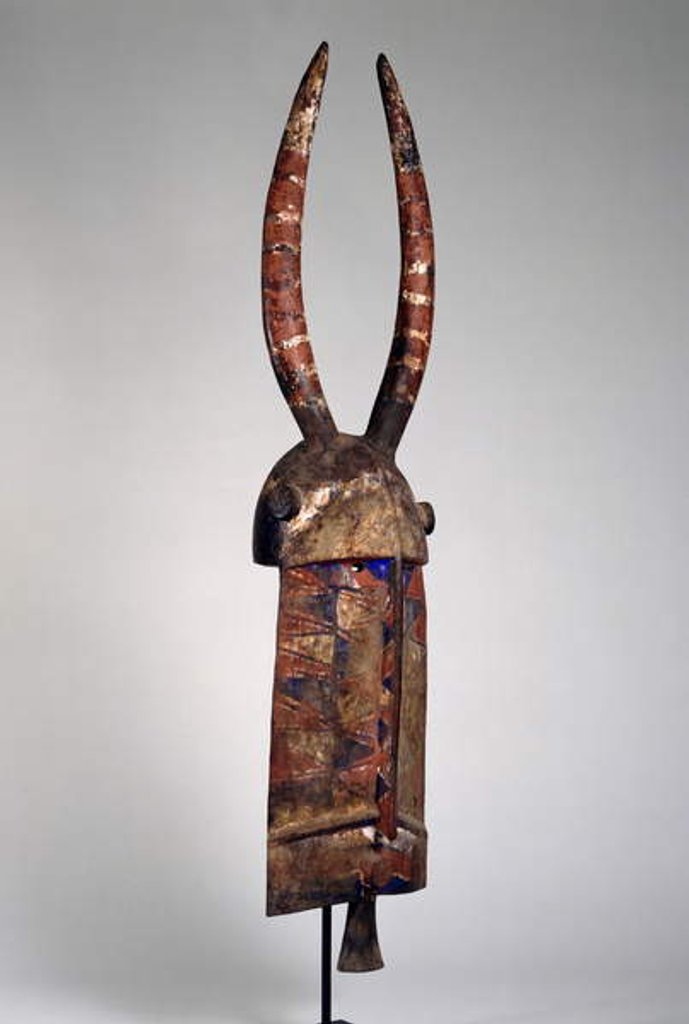 Detail of Helmet mask with buffalo horns, Burkina Faso, Bobo Diulasso region, Africa, early 20th century by Culture Bobo