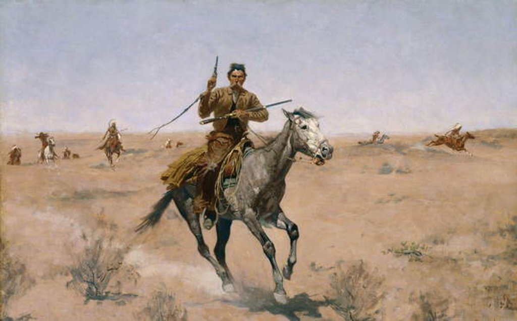 Detail of The Flight 1895 by Frederic Remington