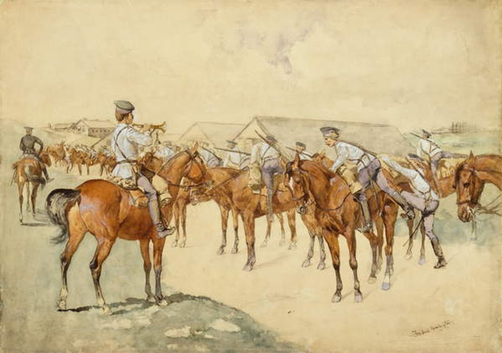 Detail of A Call to Arms 1892-93 by Frederic Remington