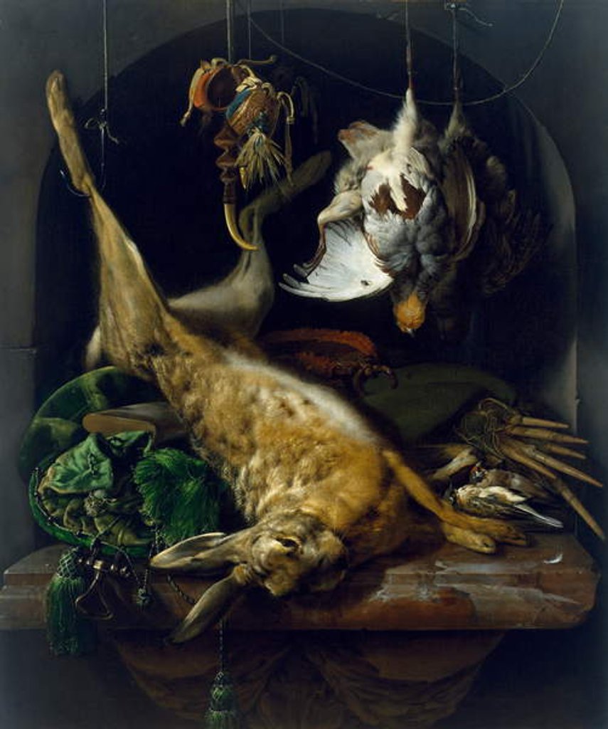 Detail of Still Life with a Dead Hare, Partridges and Other Birds in a Niche, c.1675 by Jan Weenix