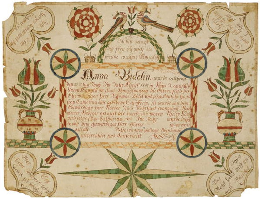Detail of Birth Certificate, c. 1820-1830 by American School