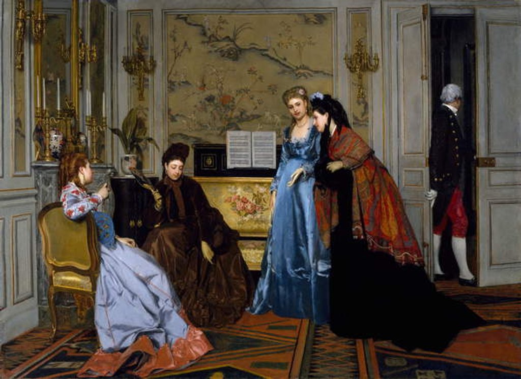 Detail of Elegant Figures in a Salon, no date by Alfred Emile (attr.to) Stevens