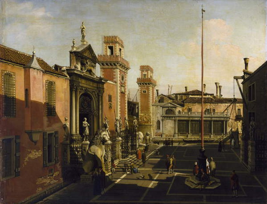 Detail of The Entrance to the Arsenal, Venice, c. 1740s by Bernardo Bellotto