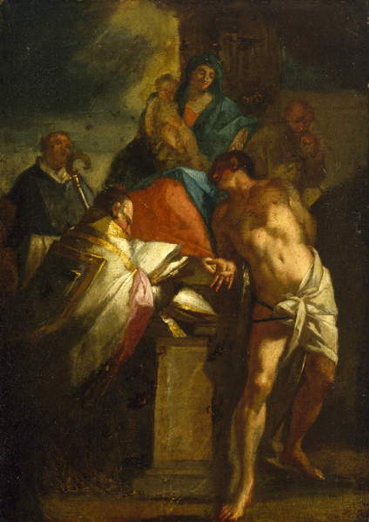 Detail of Virgin and Child with Saint Sebastian and a Bishop Saint, 17th century by Italian School