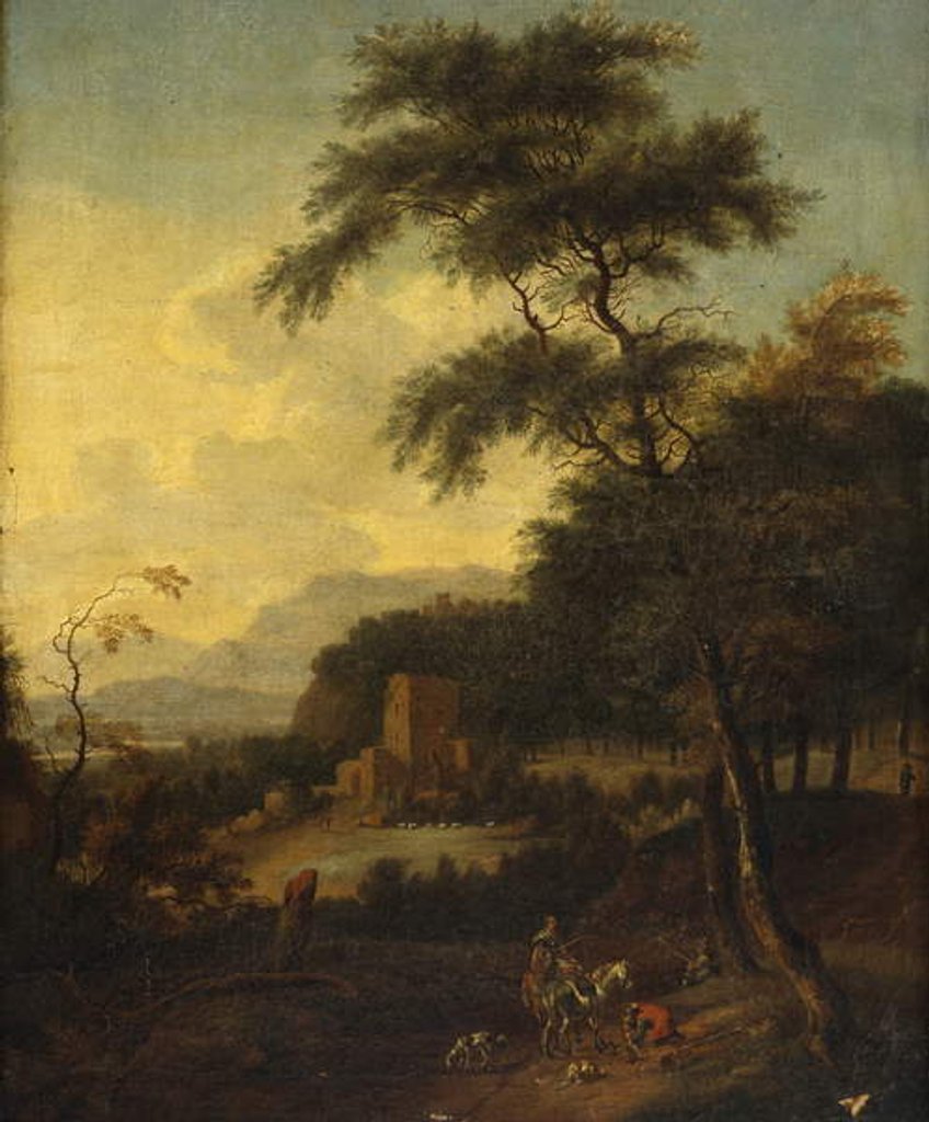 Detail of Italianate Landscape by the Sea, no date by Jan Wijnants