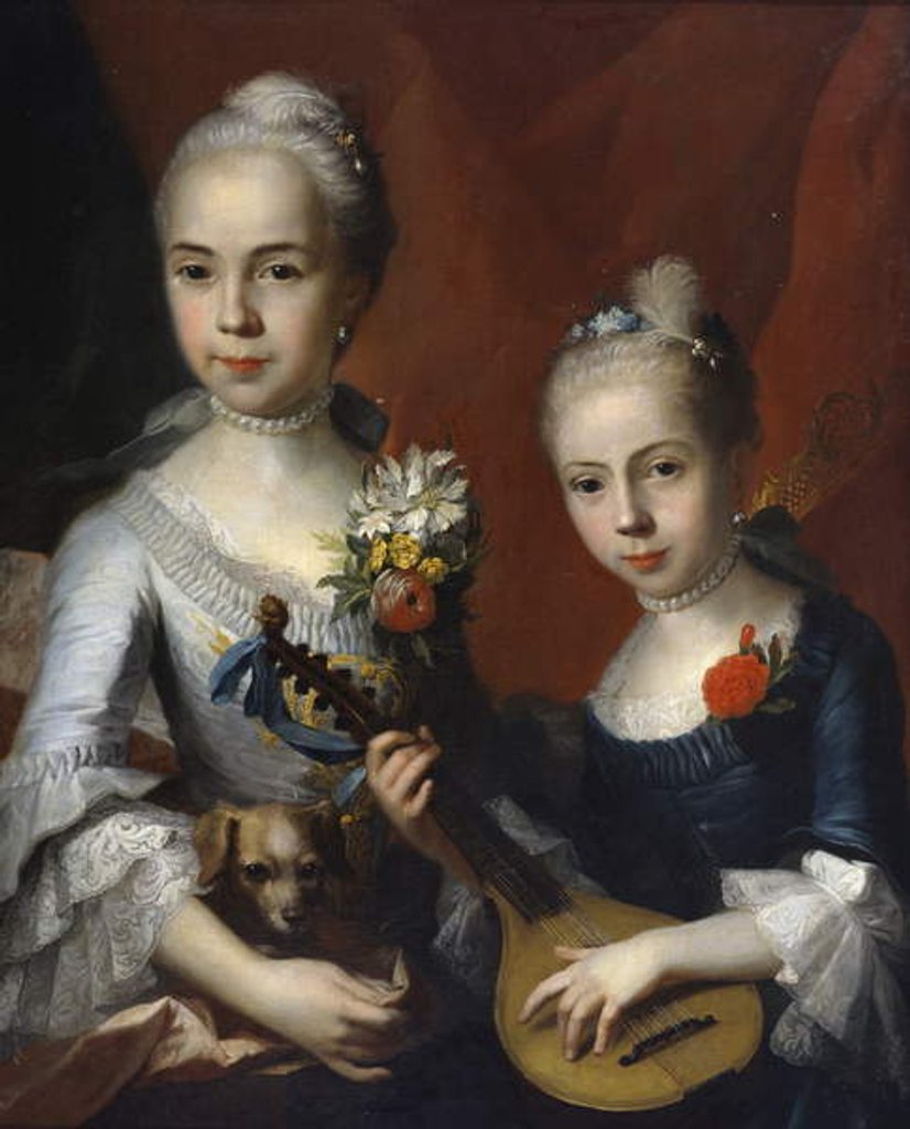 Detail of Portrait of Two Girls, no date by Antoine Pesne