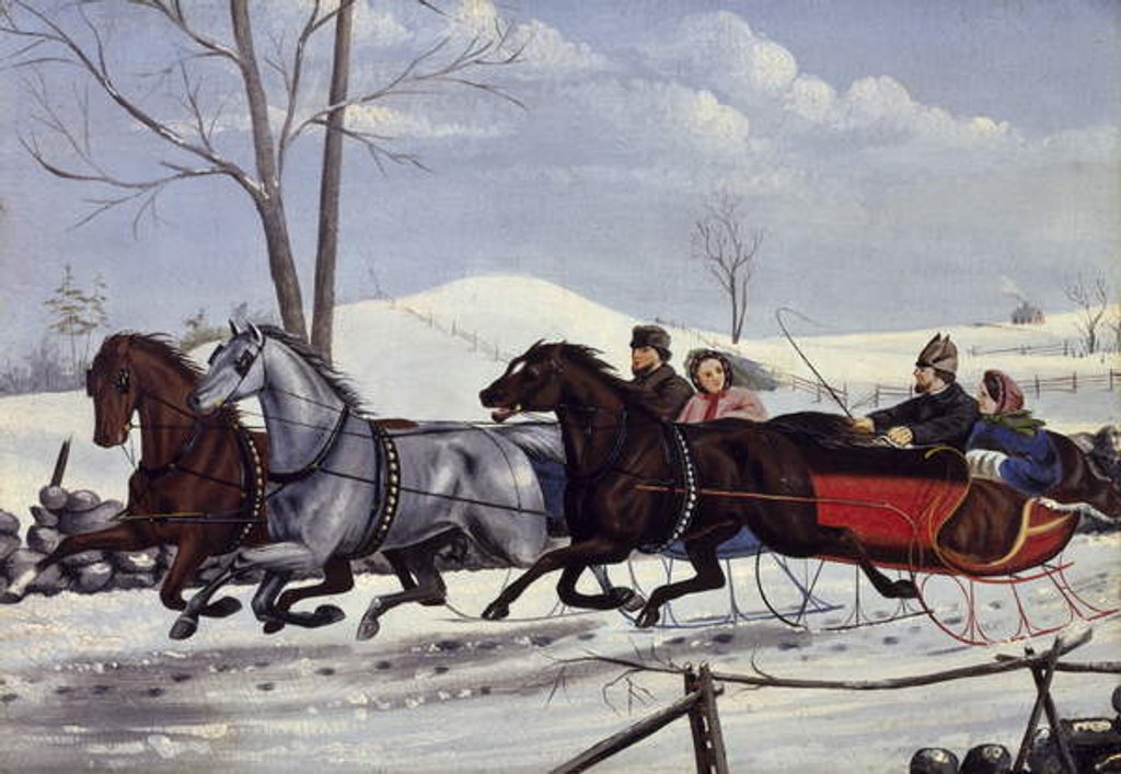 Detail of The Sleigh Race, c.1865 by American School