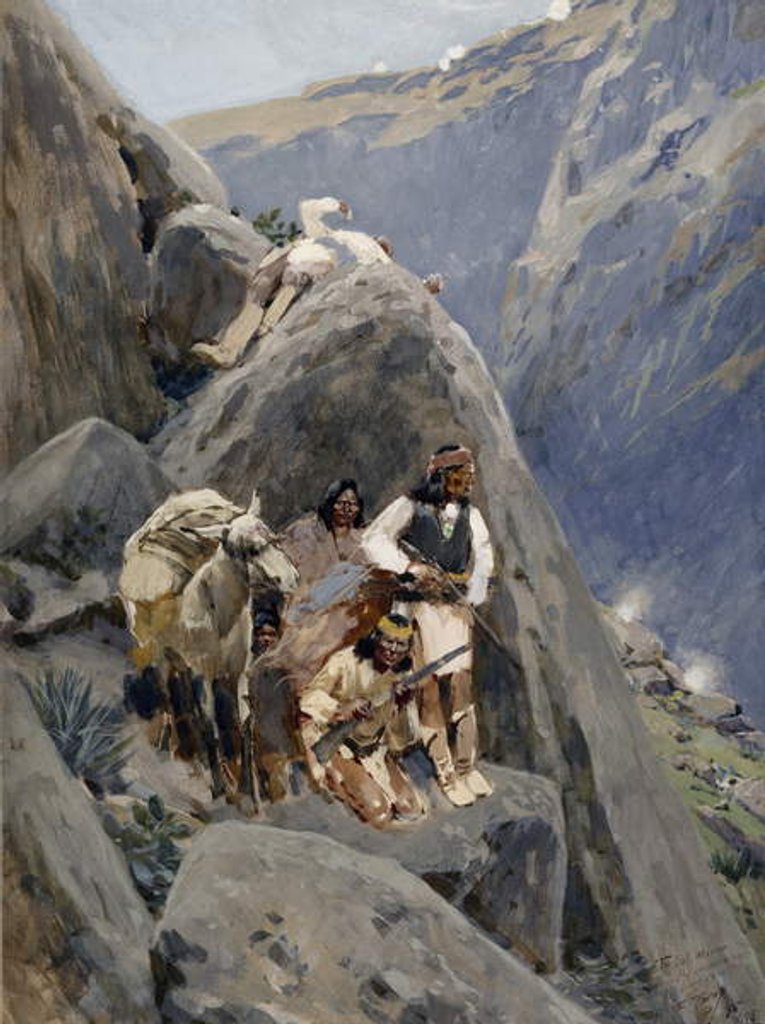 Detail of Apache Indians in the Mountains, 1895-98 by Henry Francois Farny