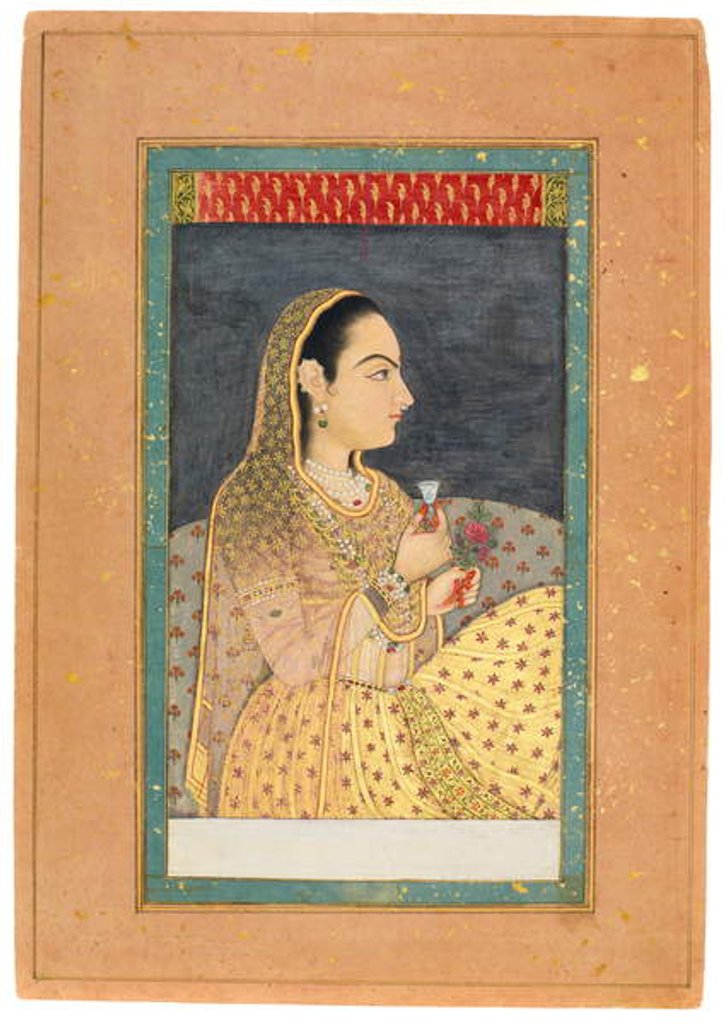 Detail of Lady Holding a Cup and a Flower, early 18th century by Indian School
