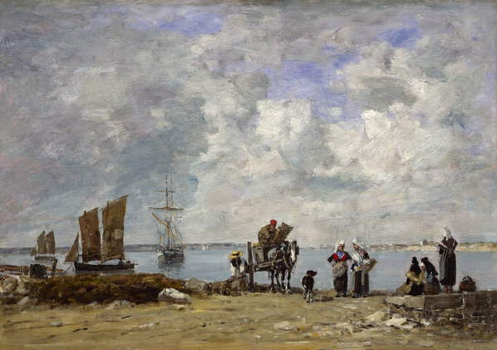 Detail of Fishermen's Wives at the Seaside, 1872 by Eugene Louis Boudin