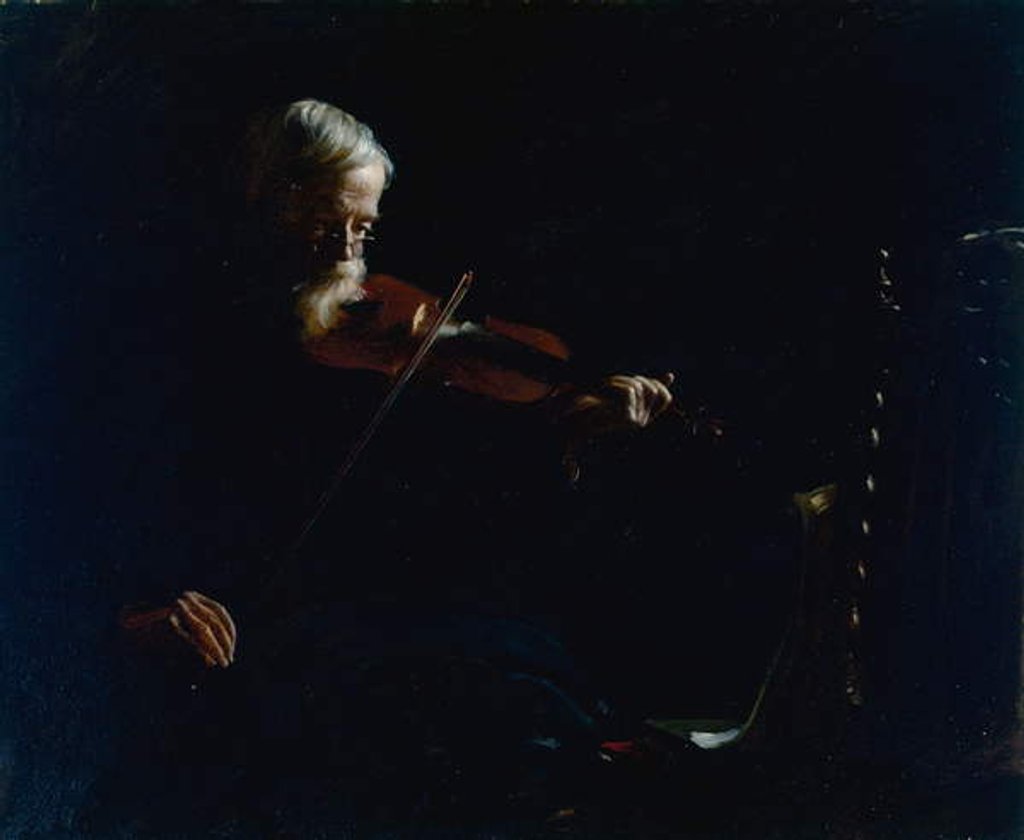 Detail of Old Violinist by Charles Courtney Curran