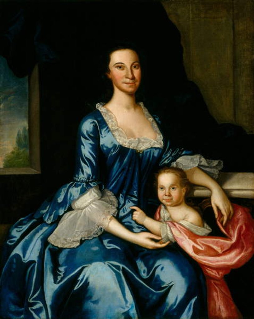 Detail of Portrait of Mrs. Matthew Tilghman and Her Daughter, Anna Maria, c.1757 by John Hesselius