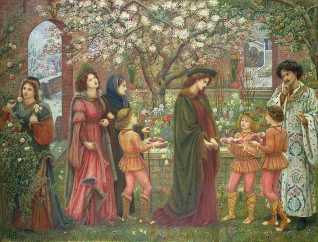 Detail of The Enchanted Garden of Messer Ansaldo, 1889 by Marie Spartali Stillman