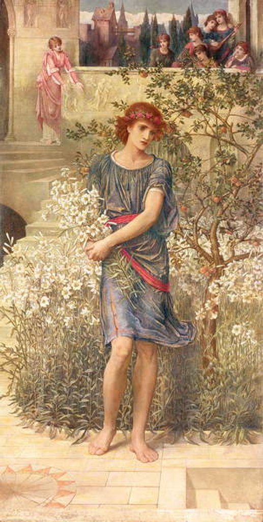 Detail of My Beloved has gone down to his garden by John Melhuish Strudwick